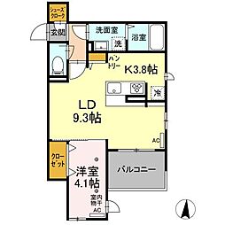 D-ROOMARAI4thstreet 1LDKの間取図画像