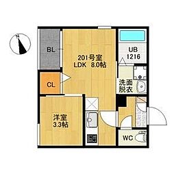 REGALEST NORTH 宮城野原 2階1LDKの間取り