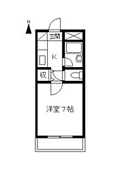 フィール1番館 1Kの間取図画像