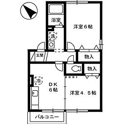 ヴェルドミール 2DKの間取図画像