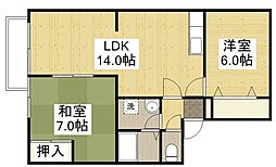 エスポワール曙A 2LDKの間取図画像