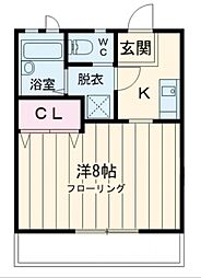 ラフォーレ新屋敷 1Kの間取図画像
