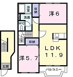 カーサエテルノA 2LDKの間取図画像