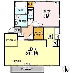 リビングタウン向中野B 1LDKの間取図画像