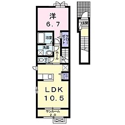 ラソラソレイユ 2階1LDKの間取り