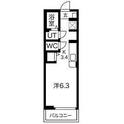 仙台市営南北線 愛宕橋駅 徒歩5分の賃貸アパート 2階1Kの間取り
