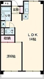 ローズハイツ茨木 1LDKの間取図画像