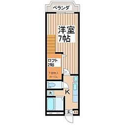 コーポ阿部 1Kの間取図画像