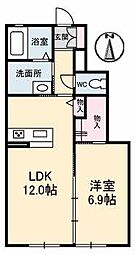 シャーメゾンアリエス 1LDKの間取図画像
