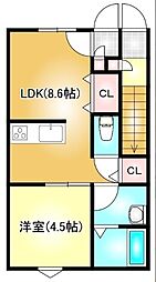 EARL'SCOURT下泉 1LDKの間取図画像
