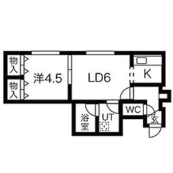 リー・スペース新道東3 1LDKの間取図画像