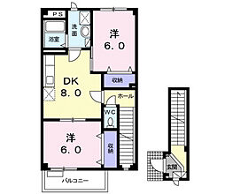 サンパティークD 2DKの間取図画像
