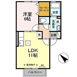 ゼフィール愛宕 1LDKの間取図画像