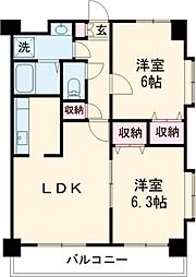 サニーハウス 2LDKの間取図画像