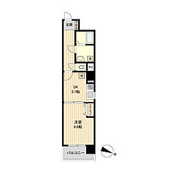 HF仙台五橋レジデンス 1DKの間取図画像