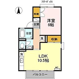 セジュール六本松B棟 1LDKの間取図画像