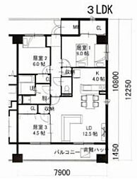 スカイマンションF 3LDKの間取図画像