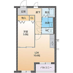ベルコート 1LDKの間取図画像