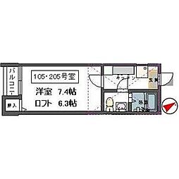 TJコーポ 1階1Kの間取り
