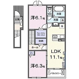 ヴューテラスココ1 2LDKの間取図画像