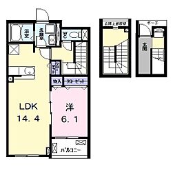 ラフィネA 1LDKの間取図画像