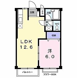 メモリーハイツM2 1LDKの間取図画像