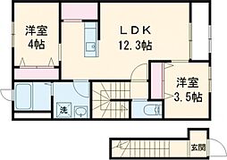 JR白新線 大形駅 徒歩26分の賃貸アパート 2階2LDKの間取り