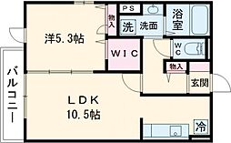 D-ROOM浜町2A棟 1LDKの間取図画像
