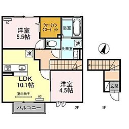 エクセレント上近江B 2LDKの間取図画像