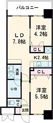 コンダクトレジデンス城野 2LDKの間取図画像