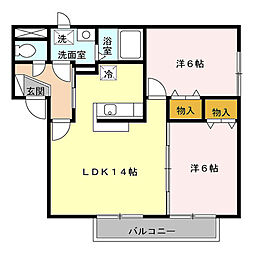 グランメールキヨミ 2階2LDKの間取り