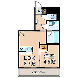 H&KKASHIWAHILLS 1LDKの間取図画像