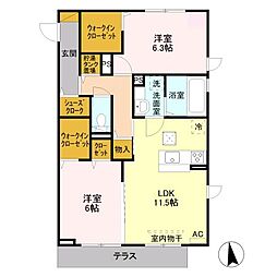 D-Room幸町 2LDKの間取図画像