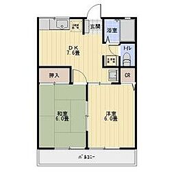 シャトレB 2DKの間取図画像