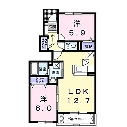 カーラ 2LDKの間取図画像