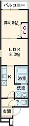 フジパレス八戸ノ里6番館 1LDKの間取図画像