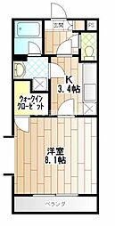 ペリキート 1Kの間取図画像