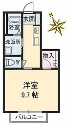 オレンジデイズ花園 1Kの間取図画像