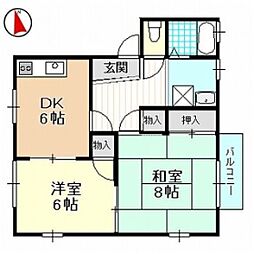 ハイツ葵 2DKの間取図画像