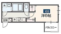 MELDIA武里3 1Kの間取図画像