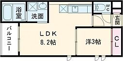 アールスマートプルミエール黒髪 1LDKの間取図画像