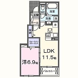 アンビション 1LDKの間取図画像