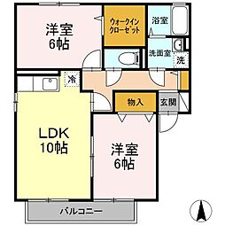 ル・パレ1 2LDKの間取図画像