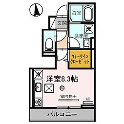 グランディール網干 ワンルームの間取図画像
