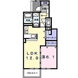カーサ・エレガンテ1 1LDKの間取図画像