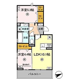ラ・ソレイユ 2LDKの間取図画像