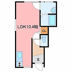 Qualitia柳町 1階ワンルームの間取り