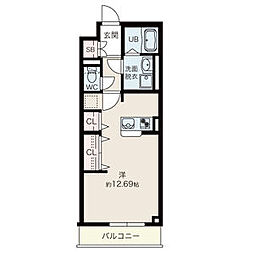 S-LIFE刈谷HIROKOJI ワンルームの間取図画像