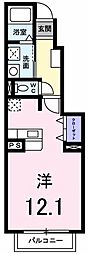 ハッピネス裕 1Kの間取図画像