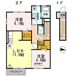 ルリエ 2LDKの間取図画像